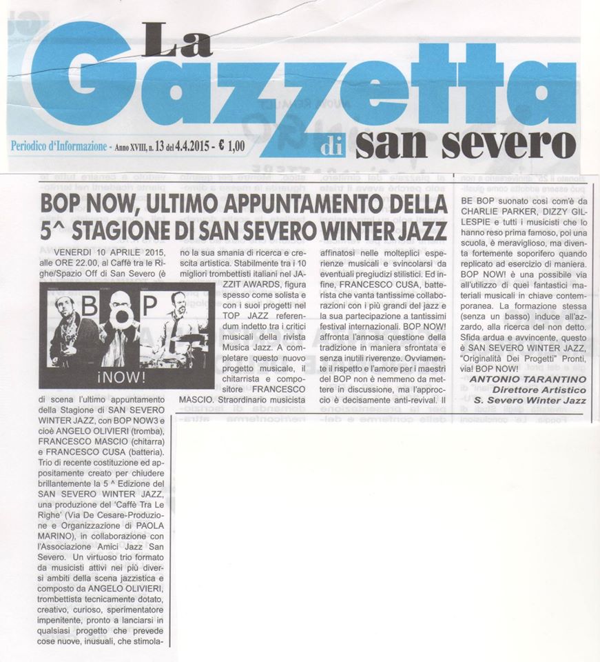 BOP NOW! San Severo Jazz Winter