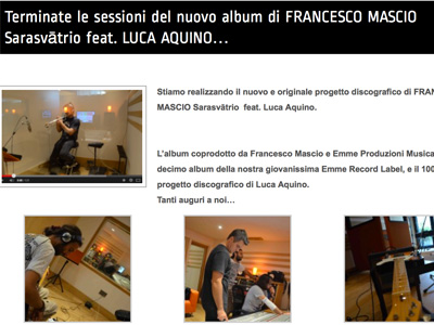 Terminate le sessioni del nuovo album di FRANCESCO MASCIO Sarasvātrio feat. LUCA AQUINO…